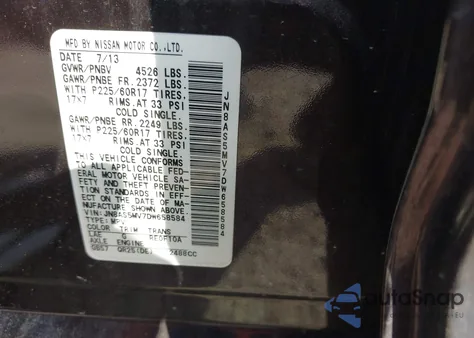 2013 Nissan Rogue Sv z USA, uszkodzony, nr VIN JN8AS5MV7DW658584